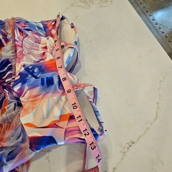 PROFILE by Gottex Size 8 MULTI Sanibel Printed-Overlay Pink One-Piece Swimsuit - Picture 9 of 14